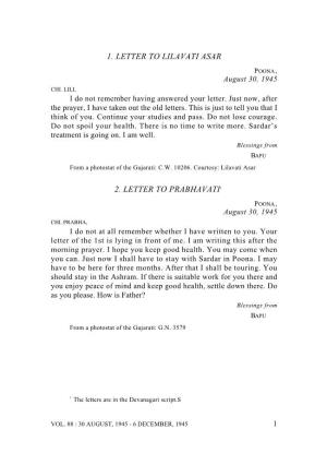 1. Letter to Lilavati Asar 2. Letter to Prabhavati1