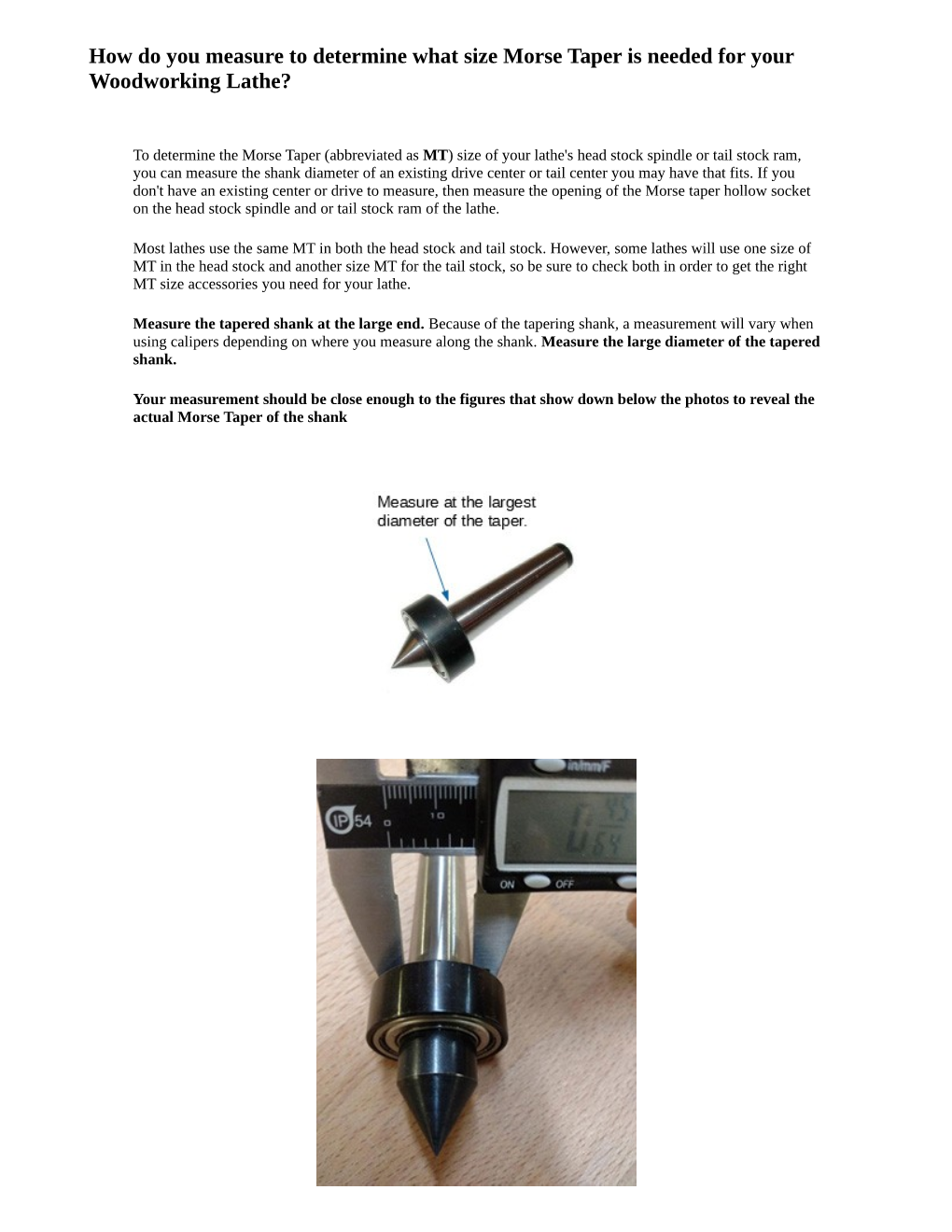 How Do You Measure to Determine What Size Morse Taper Is Needed for Your Woodworking Lathe?