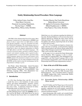 Entity Relationship Stored Procedure Meta Language