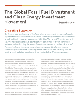 The Global Fossil Fuel Divestment and Clean Energy Investment Movement December 2016