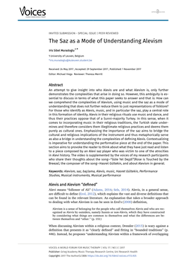 The Saz As a Mode of Understanding Alevism