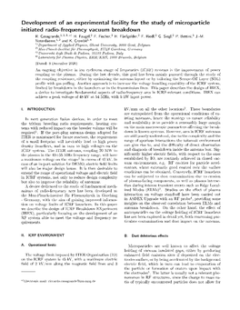 Development of an Experimental Facility for the Study of Microparticle Initiated Radio-Frequency Vacuum Breakdown R