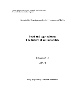 Food and Agriculture: the Future of Sustainability
