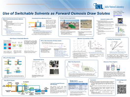 Use of Switchable Solvents As Forward Osmosis Draw Solutes Mark L
