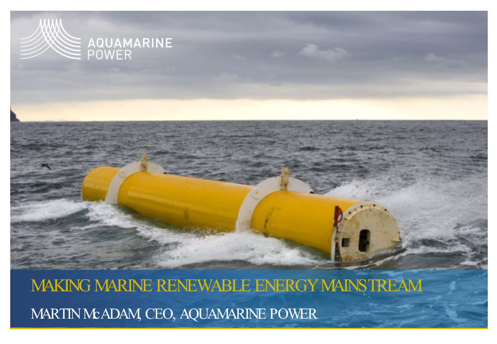 Making Marine Renewable Energy Mainstream