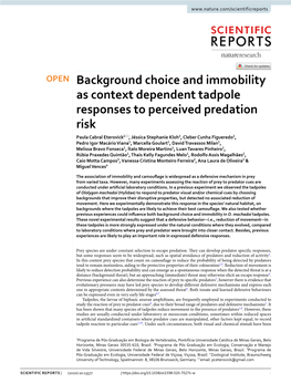 Background Choice and Immobility As Context Dependent Tadpole