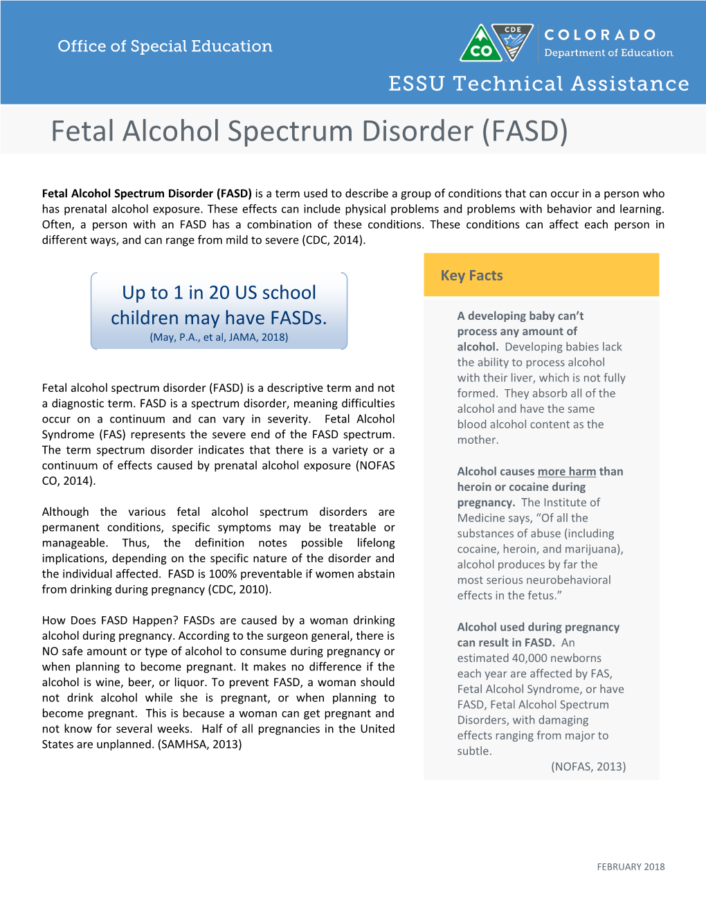 Fetal Alcohol Spectrum Disorder (FASD)