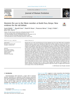 Hominin Fire Use in the Okote Member at Koobi Fora, Kenya: New Evidence for the Old Debate