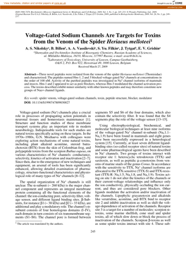 Voltage-Gated Sodium Channels Are Targets for Toxins from the Venom of the Spider Heriaeus Melloteei1 A