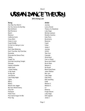 Urban Dance Theory Song List
