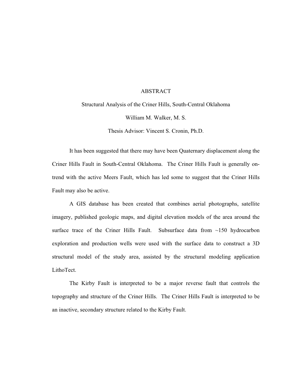 ABSTRACT Structural Analysis of the Criner Hills, South-Central