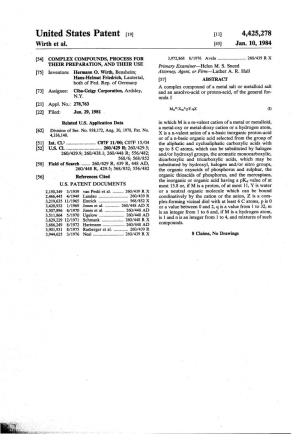 United States Patent (19) 11) 4,425,278 Wirth Et Al