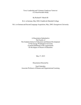 Toxic Leadership and Voluntary Employee Turnover: a Critical Incident Study