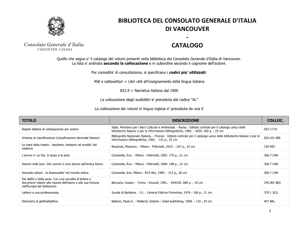 Catalogo Libri