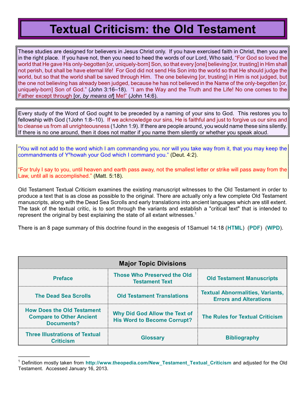 Textual Criticism: the Old Testament