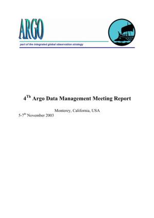 4 Argo Data Management Meeting Report