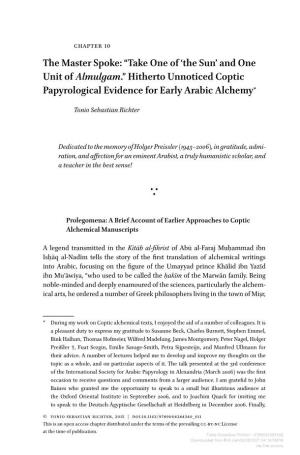 Hitherto Unnoticed Coptic Papyrological Evidence for Early Arabic Alchemy*