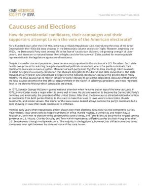 Caucuses and Elections Source Set Teaching Guide