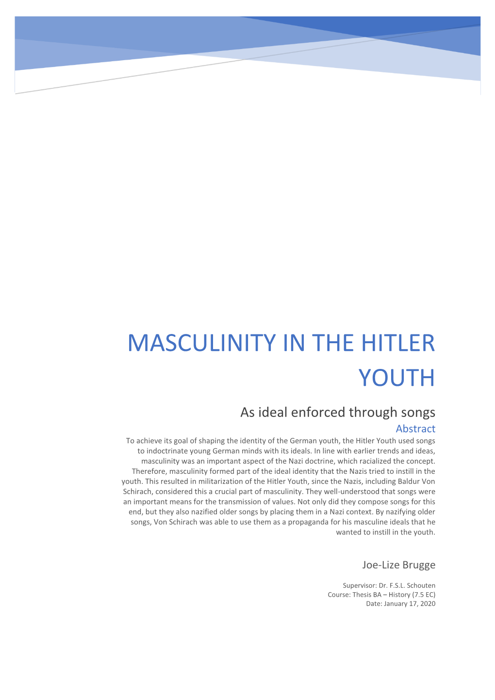 Masculinity in the Hitler Youth