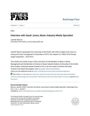 Interview with Sarah Jones, Music Industry Media Specialist