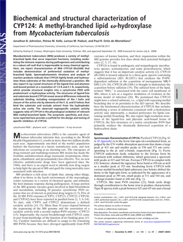 A Methyl-Branched Lipid -Hydroxylase from Mycobacterium Tuberculosis