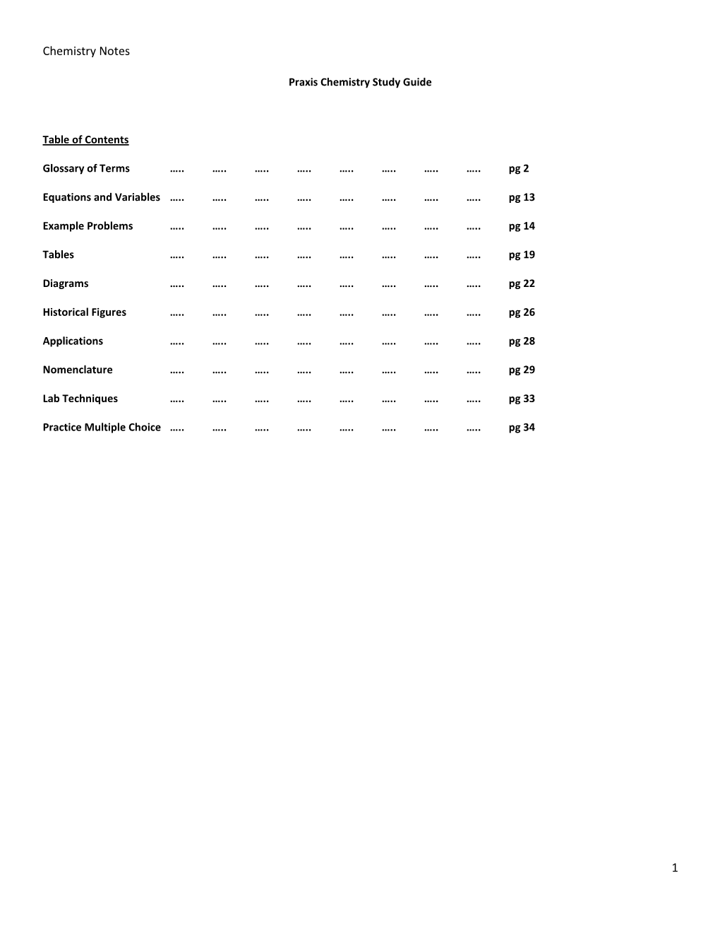 Praxis Chemistry Study Guide