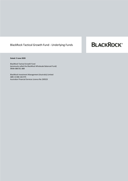 Blackrock Tactical Growth Fund - Underlying Funds