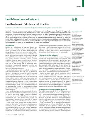 Health Reform in Pakistan: a Call to Action