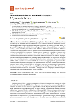 Photobiomodulation and Oral Mucositis: a Systematic Review