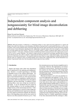 Independent Component Analysis and Nongaussianity for Blind Image Deconvolution and Deblurring