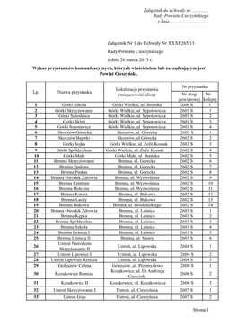 Załącznik Nr 1 Do Uchwały Nr XXXI/265/13 Rady Powiatu Cieszyńskiego Z Dnia 26 Marca 2013 R