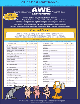 All-In-One & Tablet Devices Content Sheet