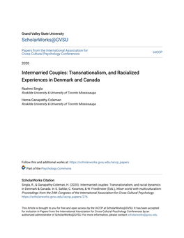 Intermarried Couples: Transnationalism, and Racialized Experiences in Denmark and Canada