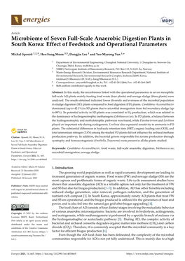 Microbiome of Seven Full-Scale Anaerobic Digestion Plants in South Korea: Effect of Feedstock and Operational Parameters