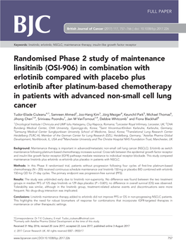 Randomised Phase 2 Study of Maintenance Linsitinib