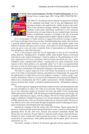 The Rise of Global Infotainment. by Daya Kishan Thussu. London, Sage: 2007, 214 Pp