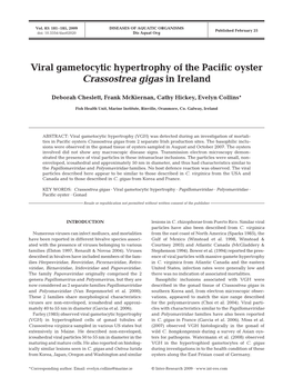 Viral Gametocytic Hypertrophy of the Pacific Oyster Crassostrea Gigas in Ireland