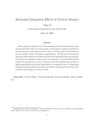 Horizontal Integration Effects in Vertical Mergers