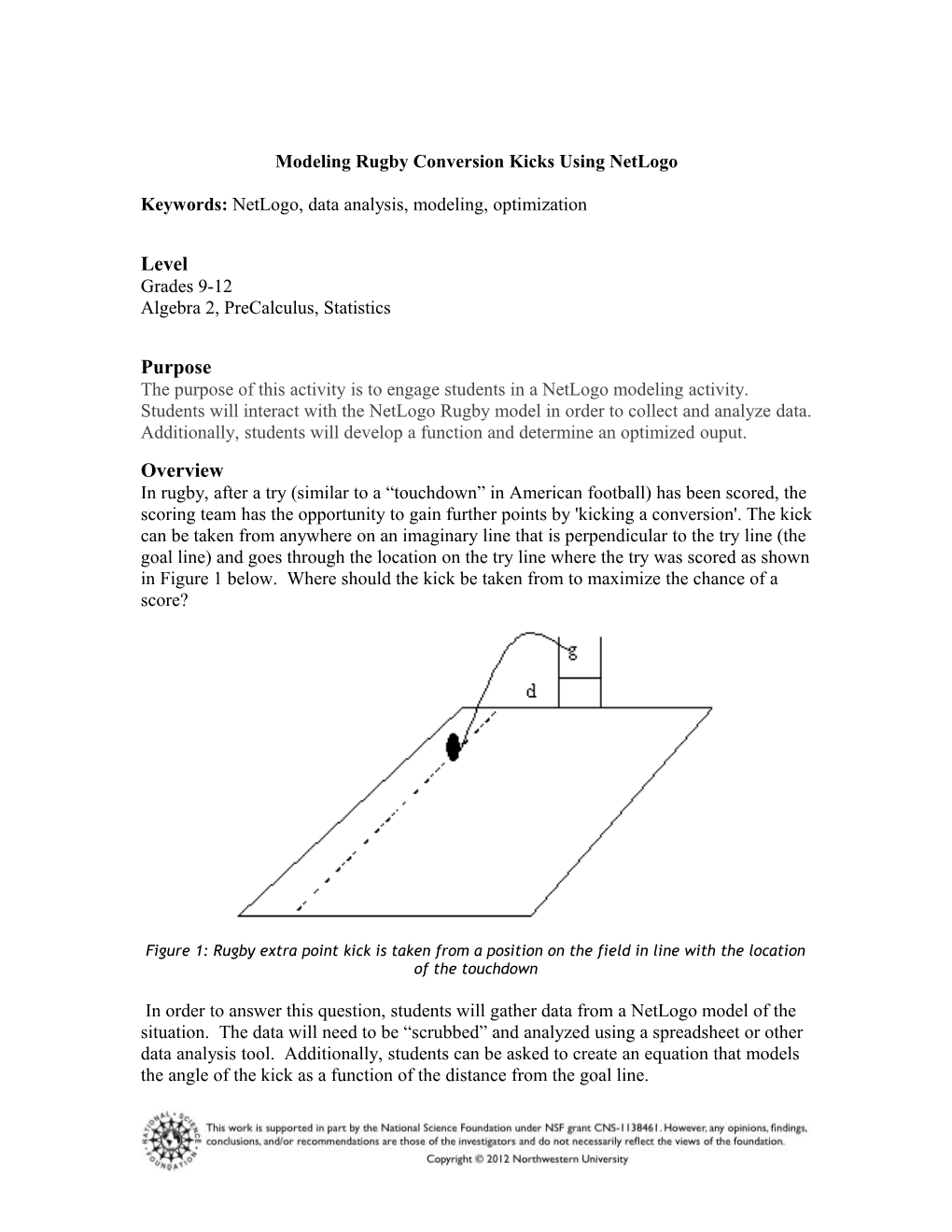 Modeling Rugby Conversion Kicks Using Netlogo