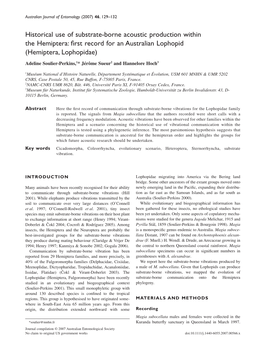 Hemiptera: ﬁrst Record for an Australian Lophopid (Hemiptera, Lophopidae)