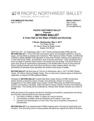BEYOND BALLET a Town Hall on the State of Ballet and Diversity