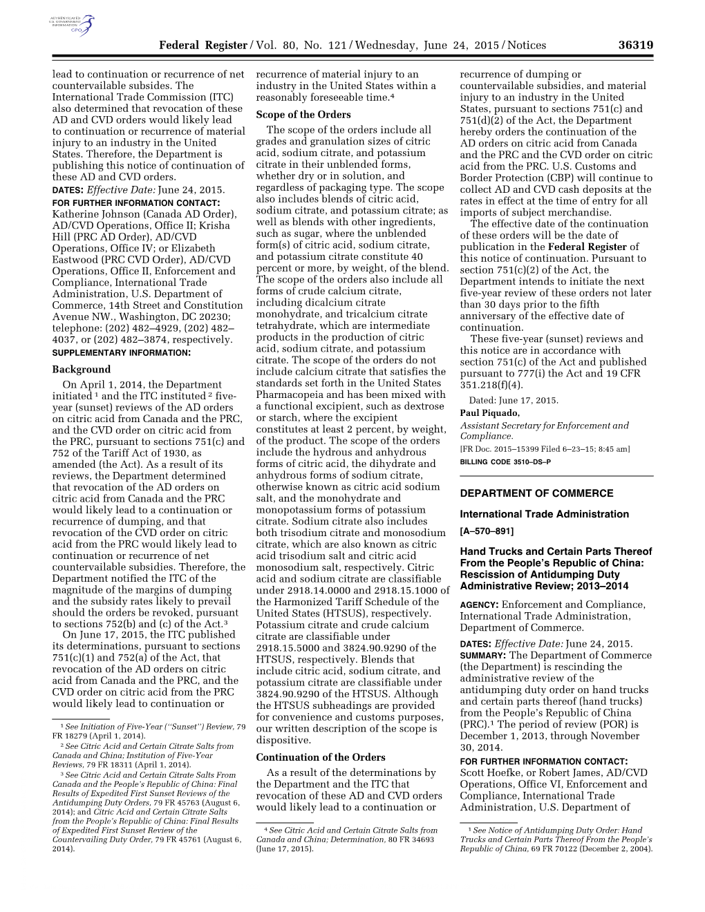 Federal Register/Vol. 80, No. 121/Wednesday, June 24, 2015