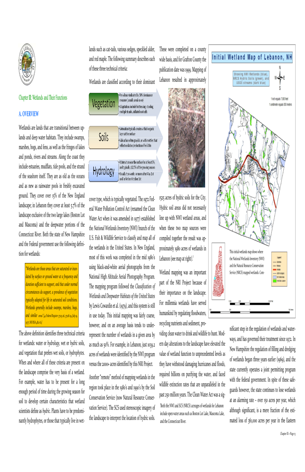 A. OVERVIEW Chapter III: Wetlands and Their Functions