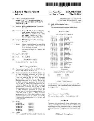 (12) United States Patent (10) Patent No.: US 9,351,933 B2 Zale Et Al