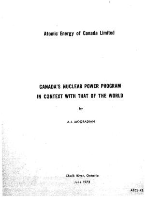 Atomic Energy of Canada Limited CANADA's NUCLEAR POWER