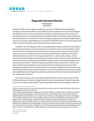 Pugwash Literature Review Paul Rubinson April 2019