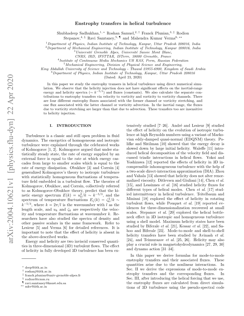 Enstrophy Transfers in Helical Turbulence