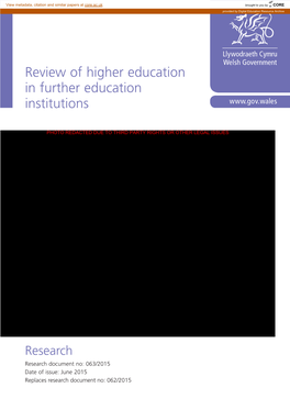 Review of Higher Education in Further Education Institutions