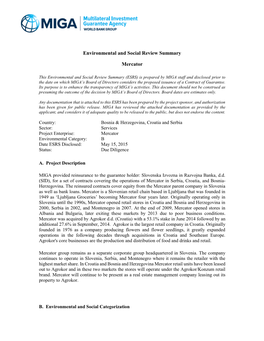 Environmental and Social Review Summary
