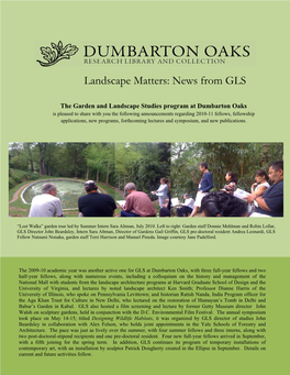 News from Garden Landscape Studies | Dumbarton Oaks | Fall 2010